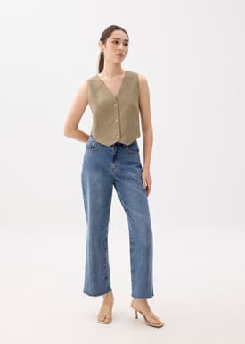 V-neck Button Down Vest