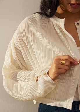 Relaxed Plisse Crop Jacket