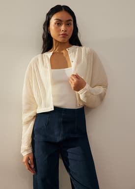 Relaxed Plisse Crop Jacket