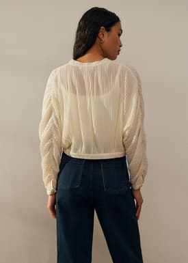 Relaxed Plisse Crop Jacket