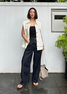 Oversized Belted Tweed Vest