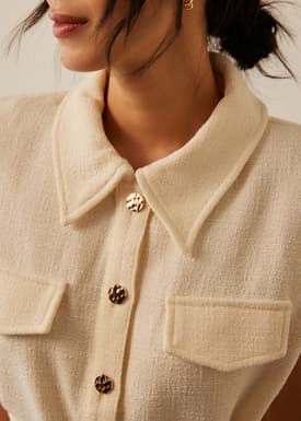 Oversized Belted Tweed Vest