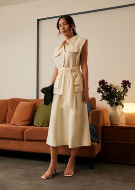 Oversized Belted Tweed Vest