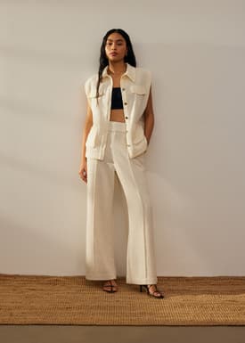 Oversized Belted Tweed Vest