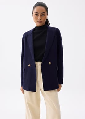 Knit Double Breasted Blazer