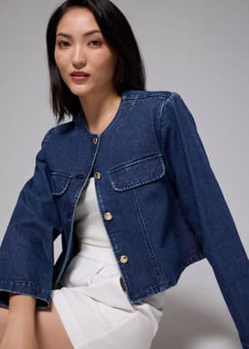Denim Boxy Cuff Sleeve Jacket