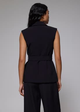 Belted Collared Front Wrap Vest