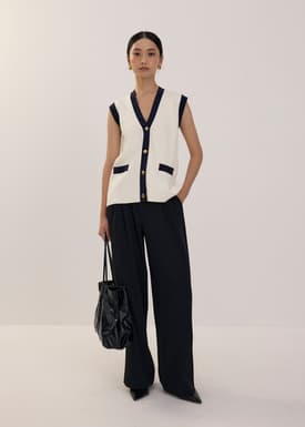 Relaxed Contrast Knit Vest