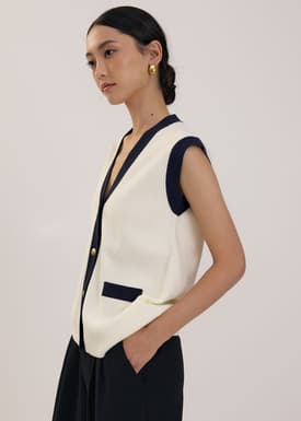Relaxed Contrast Knit Vest