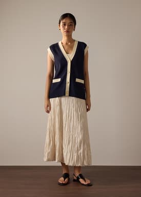 Relaxed Contrast Knit Vest
