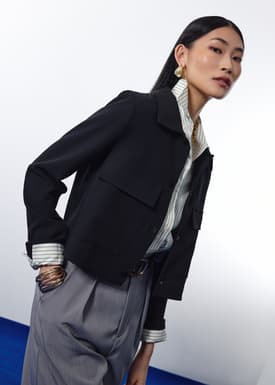 RuchedReady® Relaxed Collared Crop Jacket