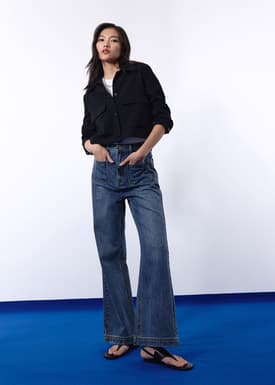 RuchedReady® Relaxed Collared Crop Jacket