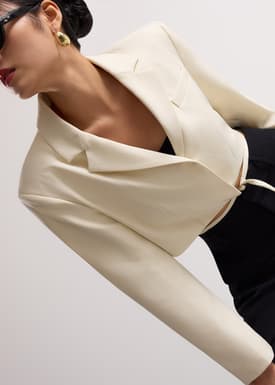 RuchedReady® Oversized Front Wrap Crop Blazer