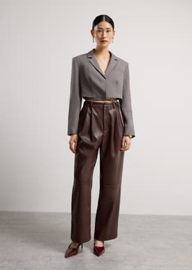 RuchedReady® Oversized Front Wrap Crop Blazer