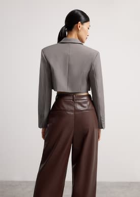 RuchedReady® Oversized Front Wrap Crop Blazer