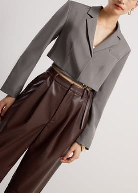 RuchedReady® Oversized Front Wrap Crop Blazer