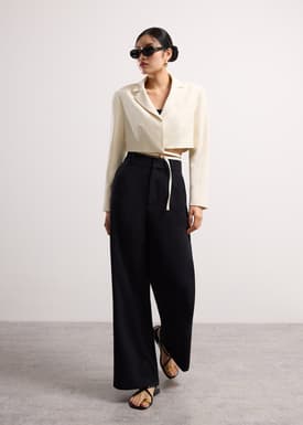 RuchedReady® Oversized Front Wrap Crop Blazer