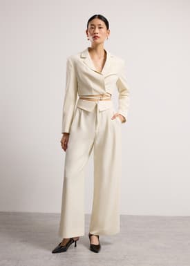 RuchedReady® Oversized Front Wrap Crop Blazer