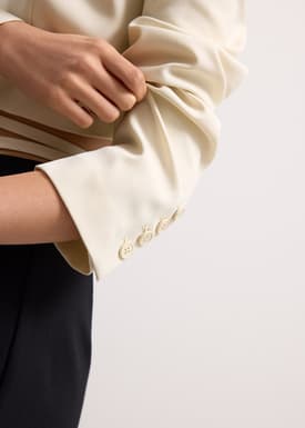 RuchedReady® Oversized Front Wrap Crop Blazer