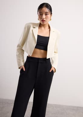 RuchedReady® Oversized Front Wrap Crop Blazer