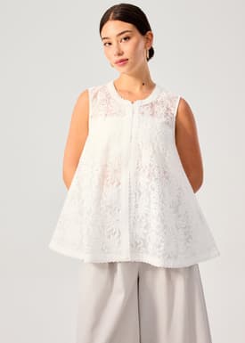 Relaxed Floral Lace Long Vest