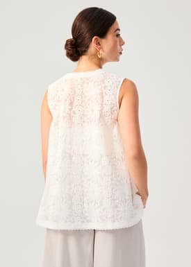 Relaxed Floral Lace Long Vest