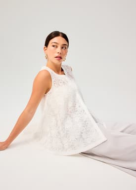 Relaxed Floral Lace Long Vest