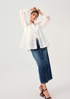 Relaxed Floral Lace Long Vest