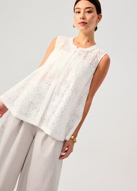 Relaxed Floral Lace Long Vest