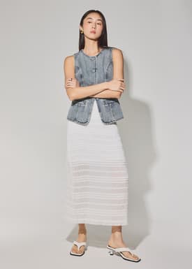 Denim Round Neck Fitted Vest