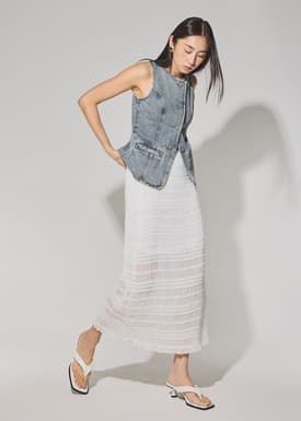 Denim Round Neck Fitted Vest