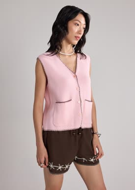 Blanket Stitch Knit Vest