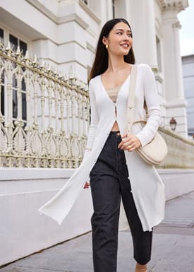 Long V-neck Cardigan