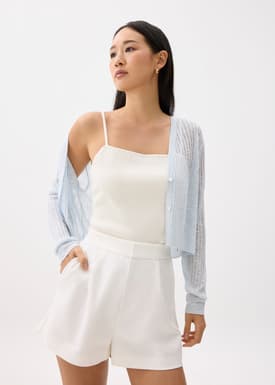 Sheer V-neck Crop Knit Cardigan