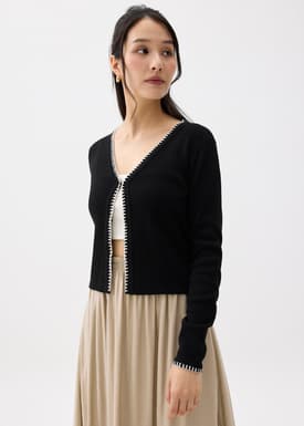 Crop V-neck Knit Cardigan