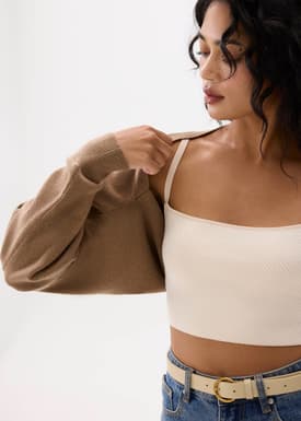 Batwing Crop Knit Cardigan