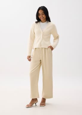 Ribbed V-neck Knit Cardigan