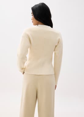 Ribbed V-neck Knit Cardigan