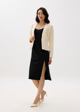 Ribbed V-neck Knit Cardigan