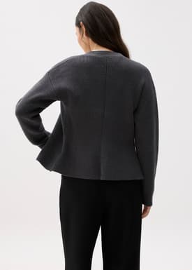 Ribbed V-neck Knit Cardigan