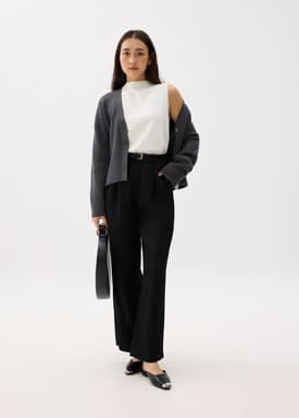 Ribbed V-neck Knit Cardigan