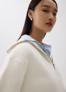 Relaxed Half Zip Knit Sweater
