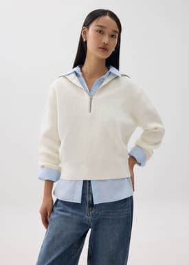 Relaxed Half Zip Knit Sweater