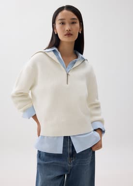 Relaxed Half Zip Knit Sweater