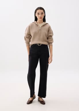 Relaxed Half Zip Knit Sweater