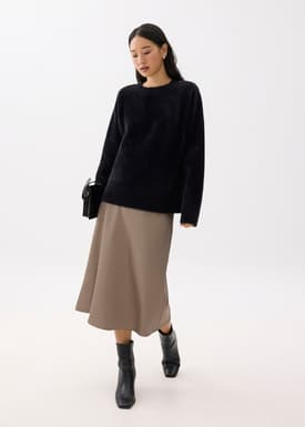 Oversized Round Neck Fuzzy Knit Sweater
