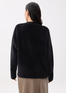 Oversized Round Neck Fuzzy Knit Sweater