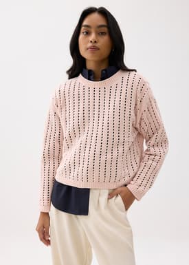 Sheer Pointelle Knit Sweater