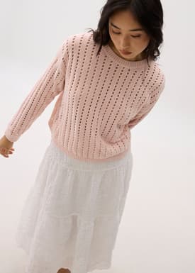 Sheer Pointelle Knit Sweater