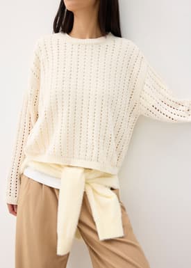 Sheer Pointelle Knit Sweater